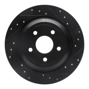 Ford Focus Brake Rotor (1) - Rear Right - R1 Concepts - Drilled & Slotted - Black - `16-`25